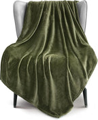 Exclusivo Mezcla Fleece Olive Green Throw Blanket for Couch, Sofa, Super Soft and Warm Blankets, All Season, Cozy, Plush, Lightweight, 50x60 Inches