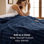 Bedsure 3D Fleece Bubble Blanket - GentleSoft Blue Queen Blanket for Bed Sofa Room Decor - Luxury Soft Cozy Gifts for Kids Girls, Lightweight, All Seasons, Navy Blue, 90"×90"