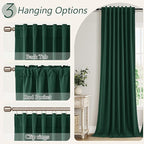 Guken Dark Green 100% Blackout Curtains 96 Inch Length 2 Panels Set for Living Room Bedroom Back Tab Thermal Insulated Black Out Linen Drapes Decor 52x96 Long