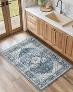 AMADA HOMEFURNISHING 2x4 Washable Area Rug, Low-Profile Entryway Rug with Non-Slip Backing & Durable Edge Binding, Vintage Rug Pattern, Small Rugs for Entryway, Kitchen & Living Room