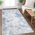 IOHOUZE Abstract Area Rug 3x5 Ft Washable Rugs for Entryway Indoor, Non Slip Kitchen Rug Printed Faux Wool Throw Rugs, Indoor Door Mat for Door Entrance Foyer Living Room, Light Blue Grey