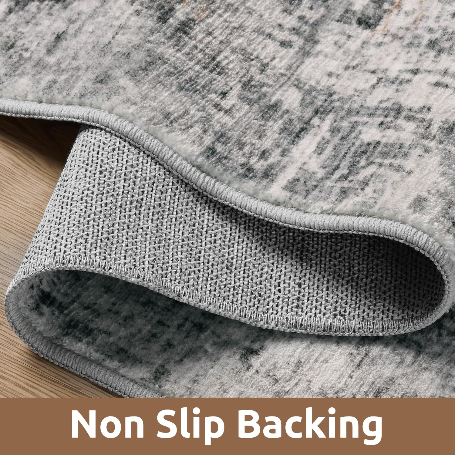2 x 3 Small Area Rug Indoor Entryway Rug Machine Washable Non Slip Low Pile Carpet Modern Abstract Rugs for Bedroom Kitchen Powder Room Front Porch Bathroom, Grey