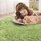 OLANLY Grass Green Round Rugs for Bedroom - Machine Washable, 6 ft Circle Area Rugs for Living Room, Soft and Fluffy Shaggy Carpet for Teen Girls and Boys, Nursery Rooms, Dorms, Home Decor Aesthetic
