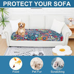 Smiry Printed Couch Cushion Covers, Stretch Soft Couch Covers for Sofa, Washable Non-Slip Sofa Slipcover Furniture Protector for Indoor and Outdoor (Large, Blue Green)