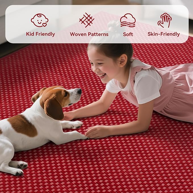 YDKGL 2x5 ft Hallway Runner Rug Boho Woven Washable Long Kitchen Runner Rugs Mat Non Slip, Soft Entryway Laundry Hall Runner Floor Carpet for Indoor Backdoor Bedroom Kitchen Living Room, Red