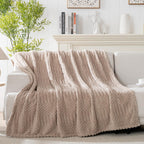 Brown Throw Blanket - Soft & Fluffy Fleece, Neutral Tan Color, Cute & Aesthetic, Perfect for Sofa, Couch, Chair, Bed, Living Room & Bedroom, All-Season Use, Plush & Cozy Decorative Blanket 50'x60