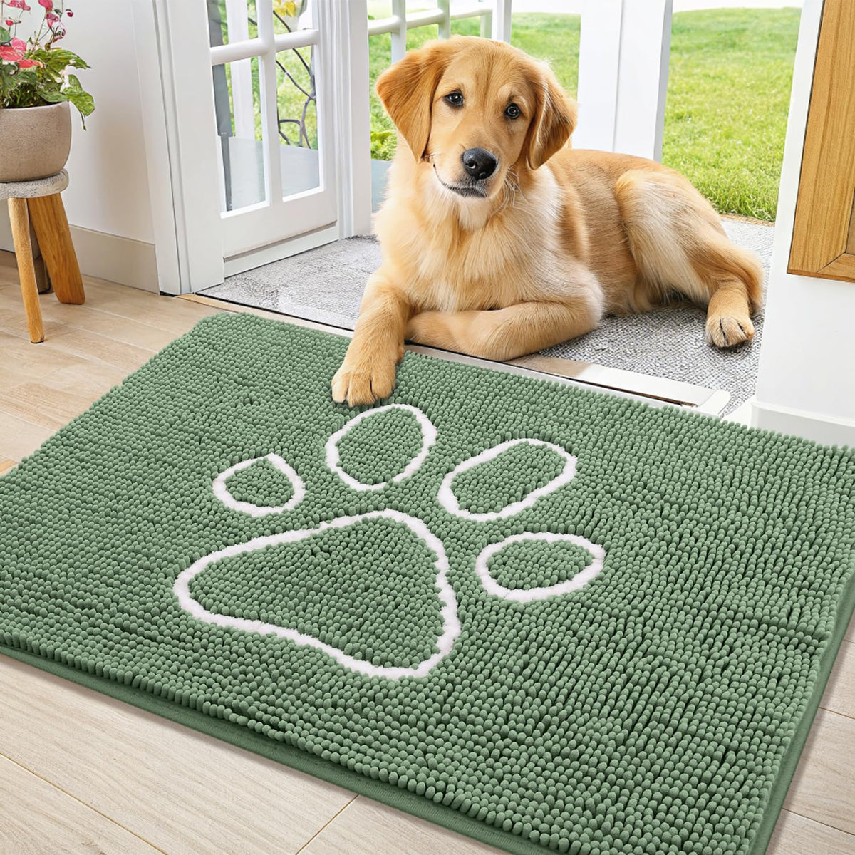 Smiry Dog Door Mat for Muddy Paws, Absorbent Non Slip Dirt Trapper, 36x24