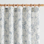 jinchan Floral Curtains 108 Inch Length Blue Flower Linen Farmhouse Curtain for Living Room French Country Vintage Curtain Rod Pocket Curtains Set 2 Panels Blue Floral Printed