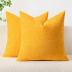 MIULEE Soft Chenille Throw Pillow Covers Goose Yellow 18x18 Inch Pack of 2