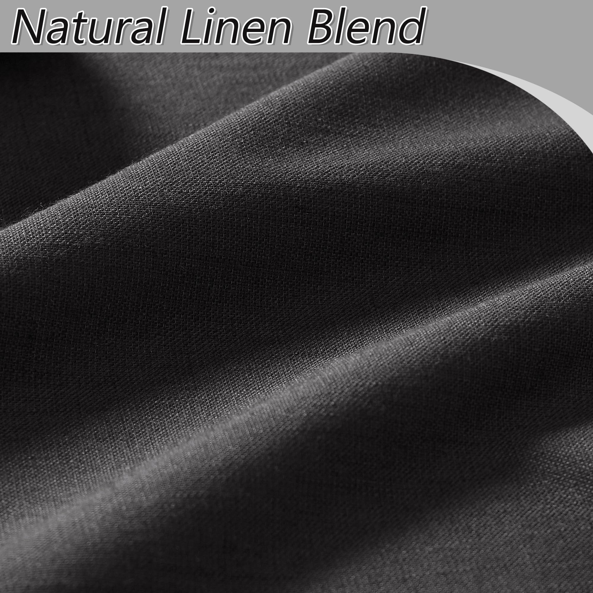 Guken Black 100% Blackout Linen Curtains 102 Inch Length 2 Panels Set for Living Room Bedroom Back Tab Thermal Insulated Black Out Drapes Room Darkening Window Curtains,52x108