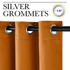 NICETOWN Room Darkening Cafe Satin Curtains for Small Windows, 42" Wide by 84" Long, 2 Panels, Orange, Grommet Privacy Faux Silk Blackout Drapes for Bedroom