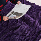 Puncuntex Deep Purple Throw Blanket 90"×90" Fuzzy 3D Jacquard Decorative