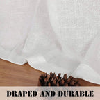 H.VERSAILTEX Elegant Natural Linen Semi Sheer Blended Energy Efficient Light Filtering Curtains/Nickel Grommet Window Treatments Panels/Drapes (Set of 2, Heathered White, 52" x 96")