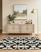 Latte&Fog 3x5 Entryway Rug, Vintage Washable Area Rug, Boho Non Slip Low Pile Throw Carpet for Indoor Bedroom Bedside, Kitchen, Entry and Living Room - Black Beige