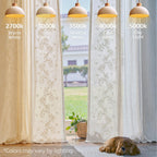 jinchan Floral Linen Curtains 84 Inch Farmhouse Backt Tab 2 Panels Ivory