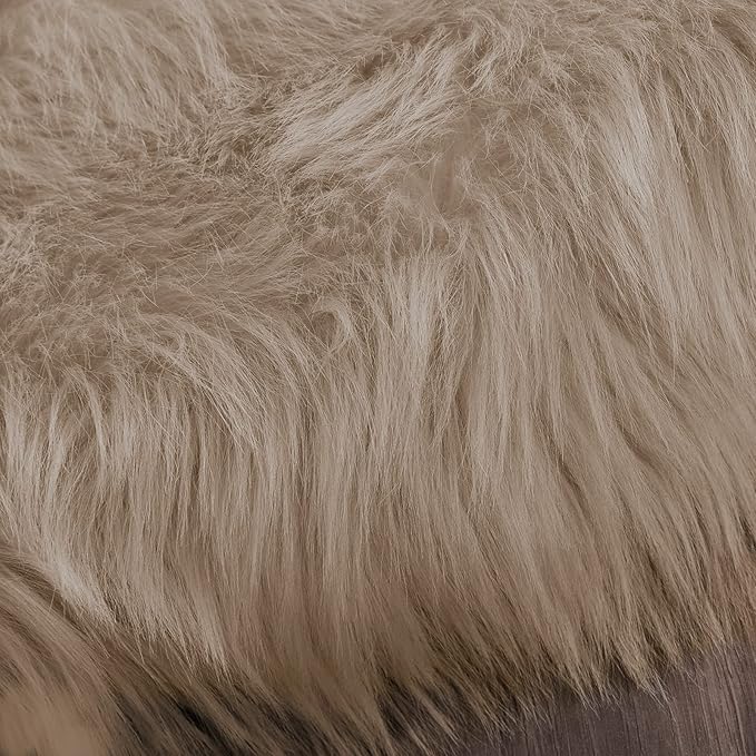 Latepis Washable 3x4 Light Brown Sheepskin Fluffy Shag Plush Faux Fur Rug for Living Room Bedroom Dorm Room Throw Rectangle