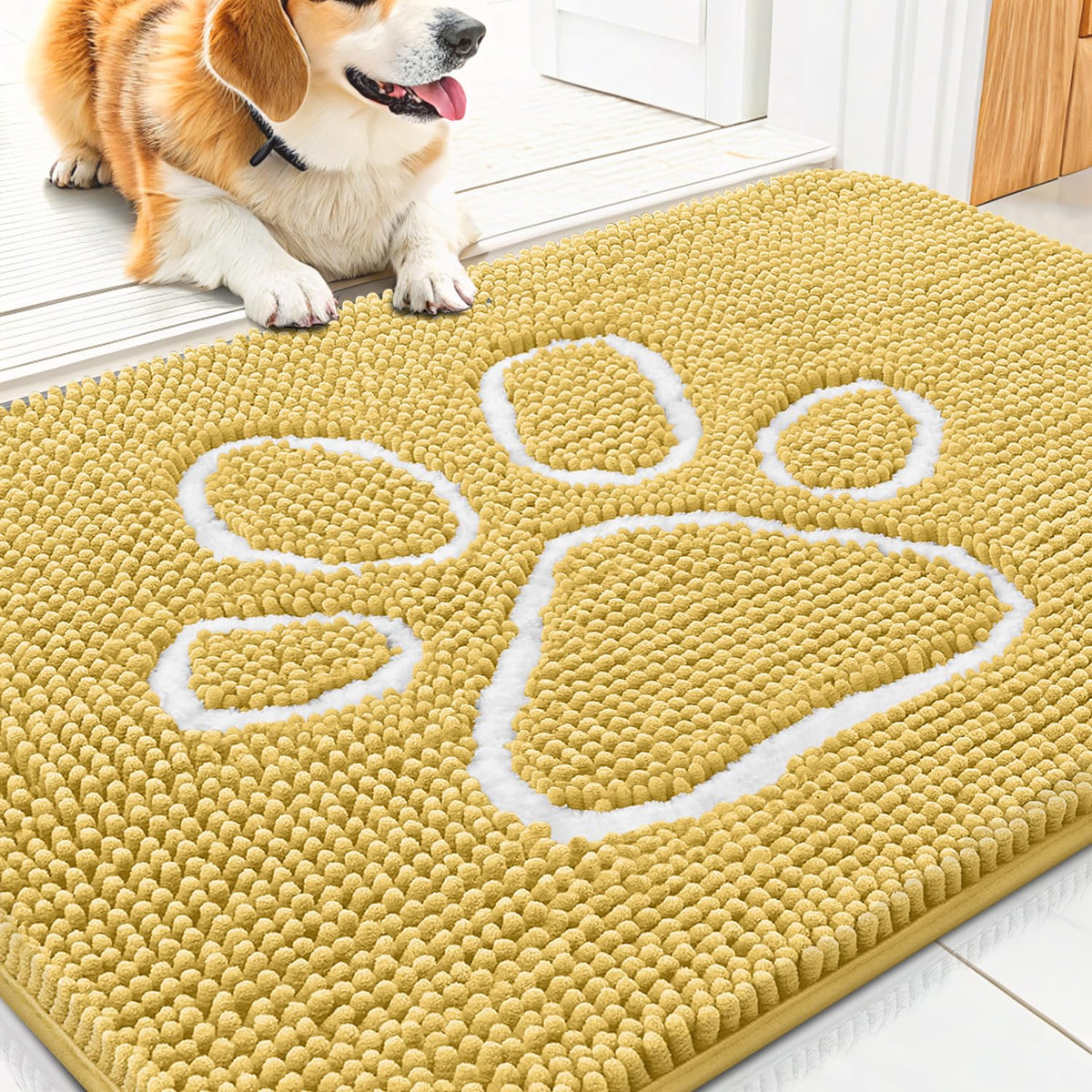 Smiry Dog Door Mat for Muddy Paws, Absorbent Non Slip Dirt Trapper, 30x20