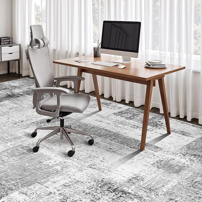 Rugflix 6x9 Area Rugs for Living Room, Washable Grey Large Rug