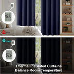 Simplebrand Ava Navy Blue Short 36 Inches Blackout Curtain 2 Panels Set, Half Window Rod Pocket Privacy Curtain Tiers for Kitchen, Curtains Blackout for Bathroom Shades, W40 x L36 Inch, Navy Blue