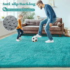 5x8 Area Rug for Living Room: Fluffy Shag Soft Washable Rugs Fuzzy Plush Indoor Carpet for Bedroom Nursery Playroom Dorm Kids Girls Boys Room (Teal Blue, 5'x8')