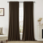 Guken 100% Blackout Curtains 120 Inch Length 2 Panels Set for Living Room Bedroom Back Tab Thermal Insulated Black Out Linen Drapes Room Darkening Chocolate,52x120