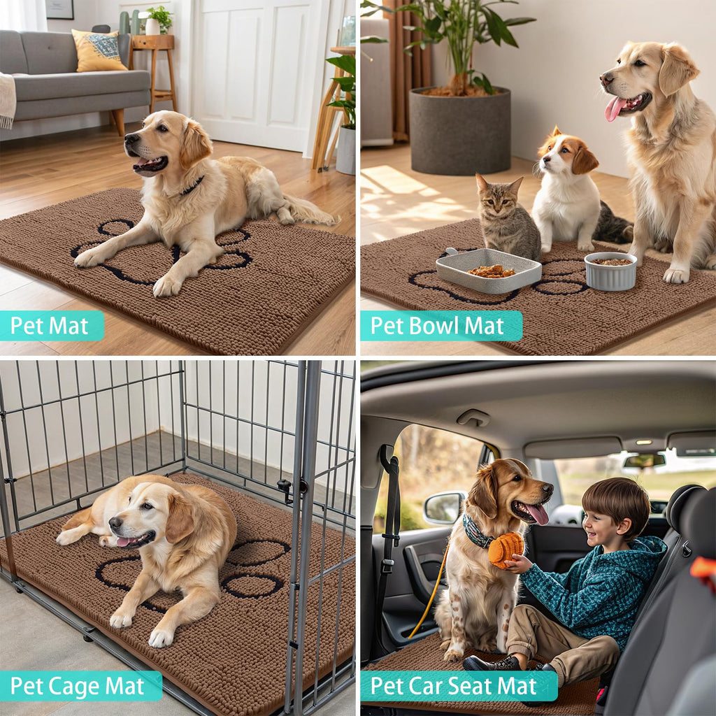 Smiry Dog Door Mat for Muddy Paws, Absorbent Non Slip Dirt Trapper, 47x32