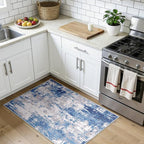 Washable Area Rugs 3x4 Non-Slip Modern Abstract Soft for Living Room Entryway Bedroom Nursery, Print Pattern, Blue Grey Navy Gray