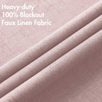 MIULEE 100% Blackout Linen Curtains for Bedroom 52x54 Inches Pink