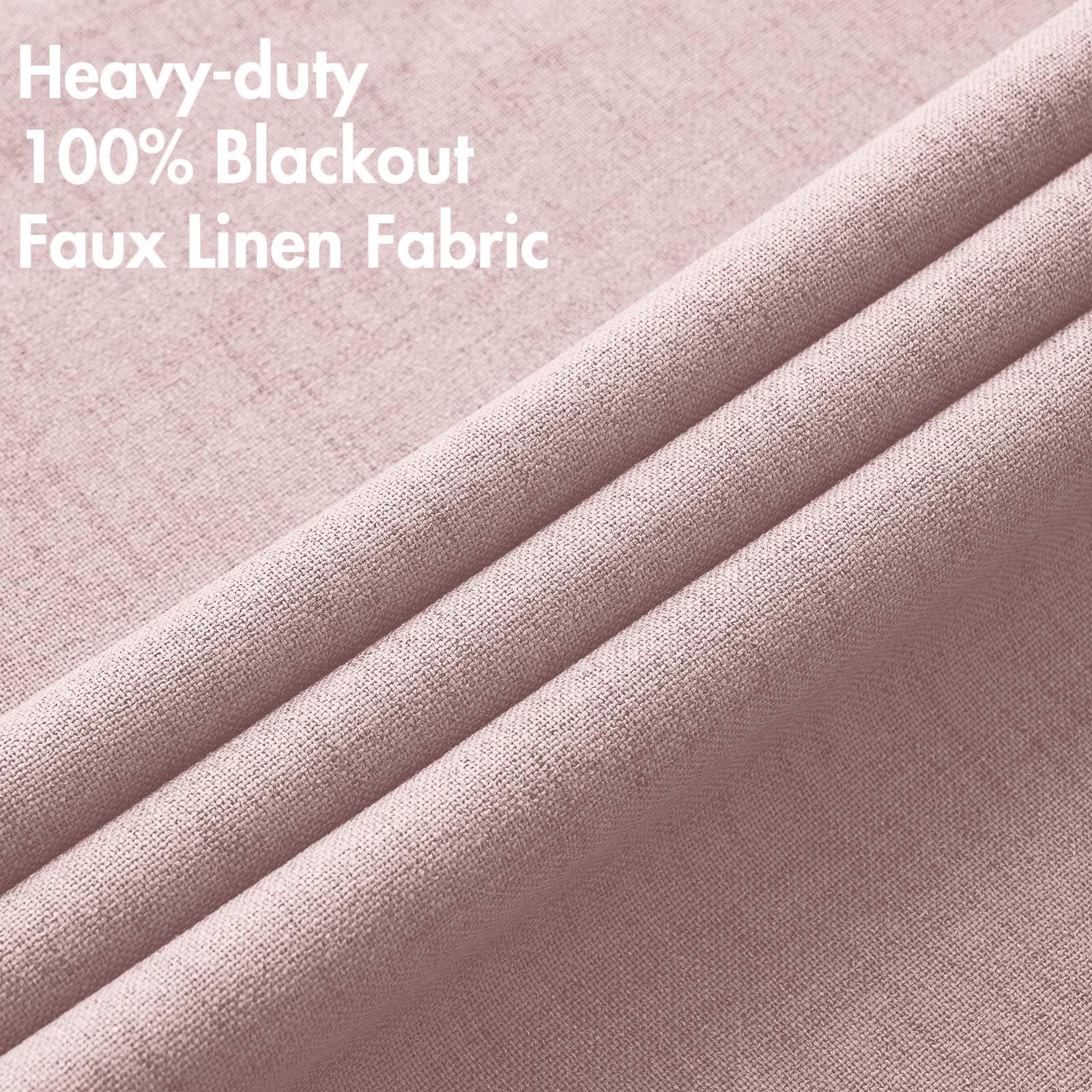 MIULEE 100% Blackout Linen Curtains for Bedroom 52x54 Inches Pink