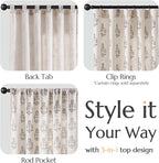 jinchan Linen Floral Curtains for Living Room 63 Inch Length Black Flower Cottage Core Farmhouse Curtains Rod Pocket Back Tab Boho Semi Sheer Window Drapes Bedroom Set 2 Panels Black on Beige