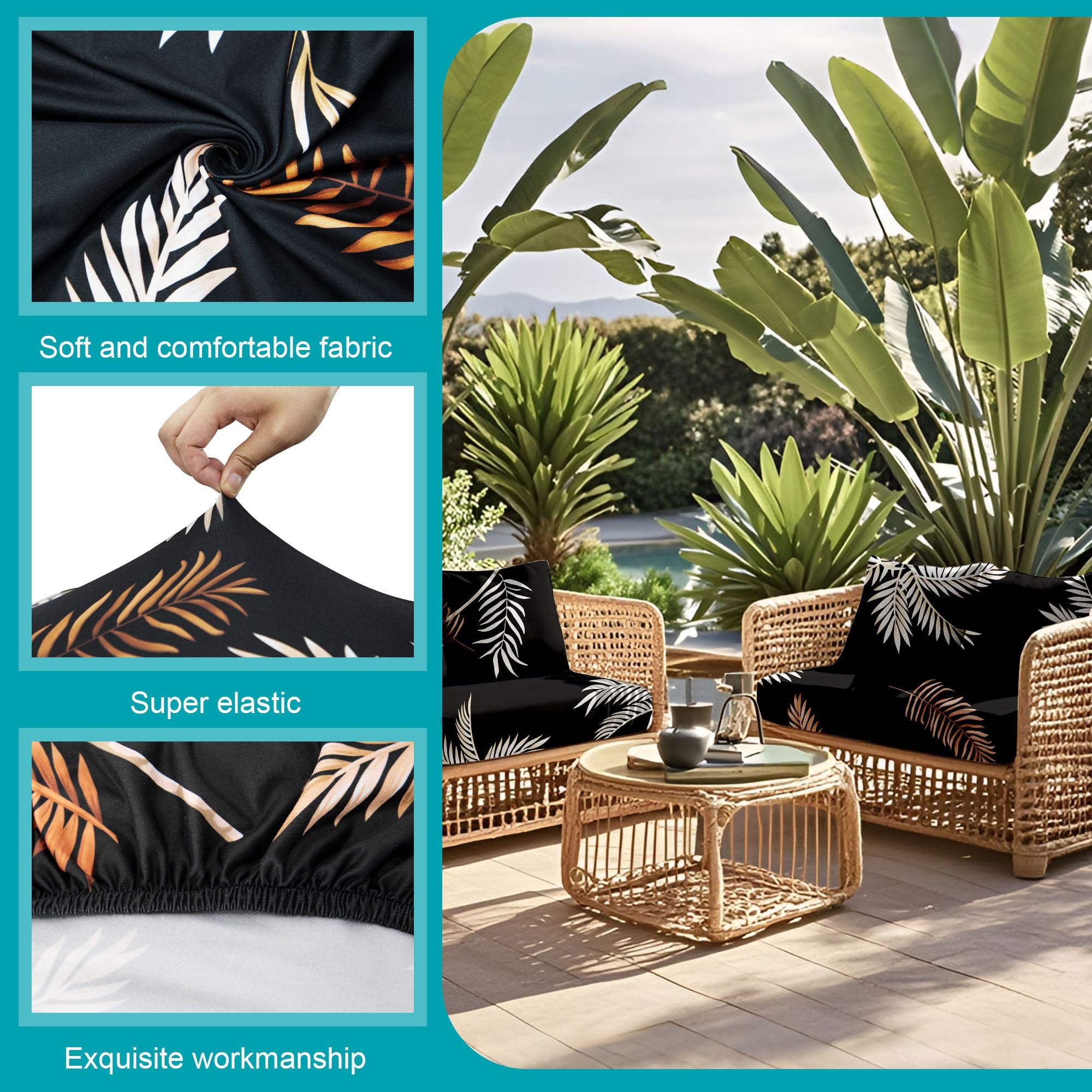 12 Piece Outdoor Cushion Covers, Patio Sofa Cushion Covers, Stretch Fit