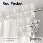 Simplebrand Ivory Sheer Curtains, 63" Length, 2 Panels Set - Light Filtering, Rod Pocket Window Curtains for Bedroom (Ivory, 59" W x 63" L)