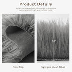 Ashler Faux Fur Rug - Fluffy Shaggy Area Rug, Ultra Soft 2 x 3 Feet Rectangle, Dark Grey Fuzzy Machine Washable Shag, Nursery Decor Throw for Bedroom, Living Room