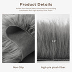 Ashler Faux Fur Rug - Fluffy Shaggy Area Rug, Ultra Soft 2 x 3 Feet Rectangle, Dark Grey Fuzzy Machine Washable Shag, Nursery Decor Throw for Bedroom, Living Room