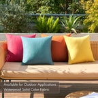 MIULEE Pack of 4 Decorative Outdoor Throw Pillow Covers Linen Waterproof Pillow Covers Summer Farmhouse Cushion Cases for Patio Garden Tent Balcony Couch Sofa 18x18 Inch Red/Turquoise