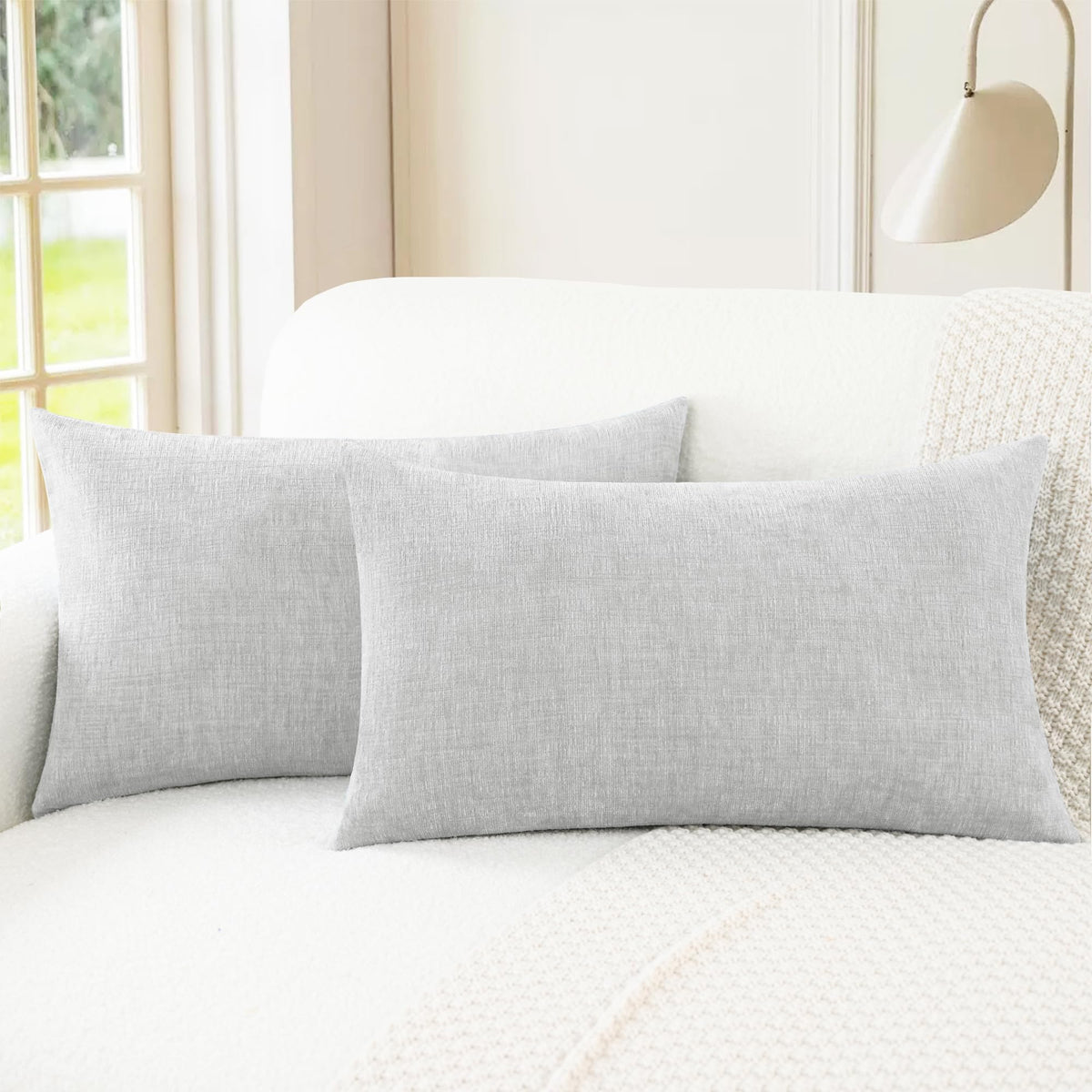 CaliTime Decorative Couch Throw Pillow Covers 20 X 12 Inches Navy Blue