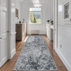 Runner Rug for Hallways Kitchen 2'6"x8' Washable Non Slip: Carpet Non Skid 8ft Entryway Rubber Backed 8 Feet Neutral Abstract Modern Rug Low Pile Pet Friendly Indoor Black
