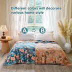 MSGKV Boho Throw Blanket for Bed 60"x80" Cotton Birds Floral Twin Size Couch Blanket Muslin Spring Breathable All Seasons Lightweight Farmhouse Blankets