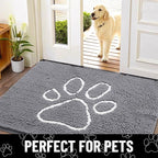Smiry Dog Door Mat for Muddy Paws, Absorbent Non Slip Dirt Trapper, 40x32