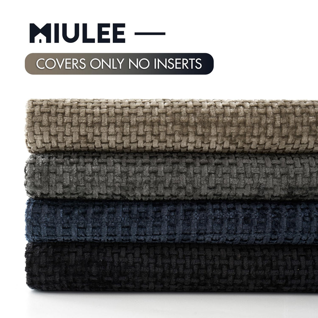 MIULEE Soft Decorative Chenille Pillow Covers Navy Grey 18x18 Pack of 4