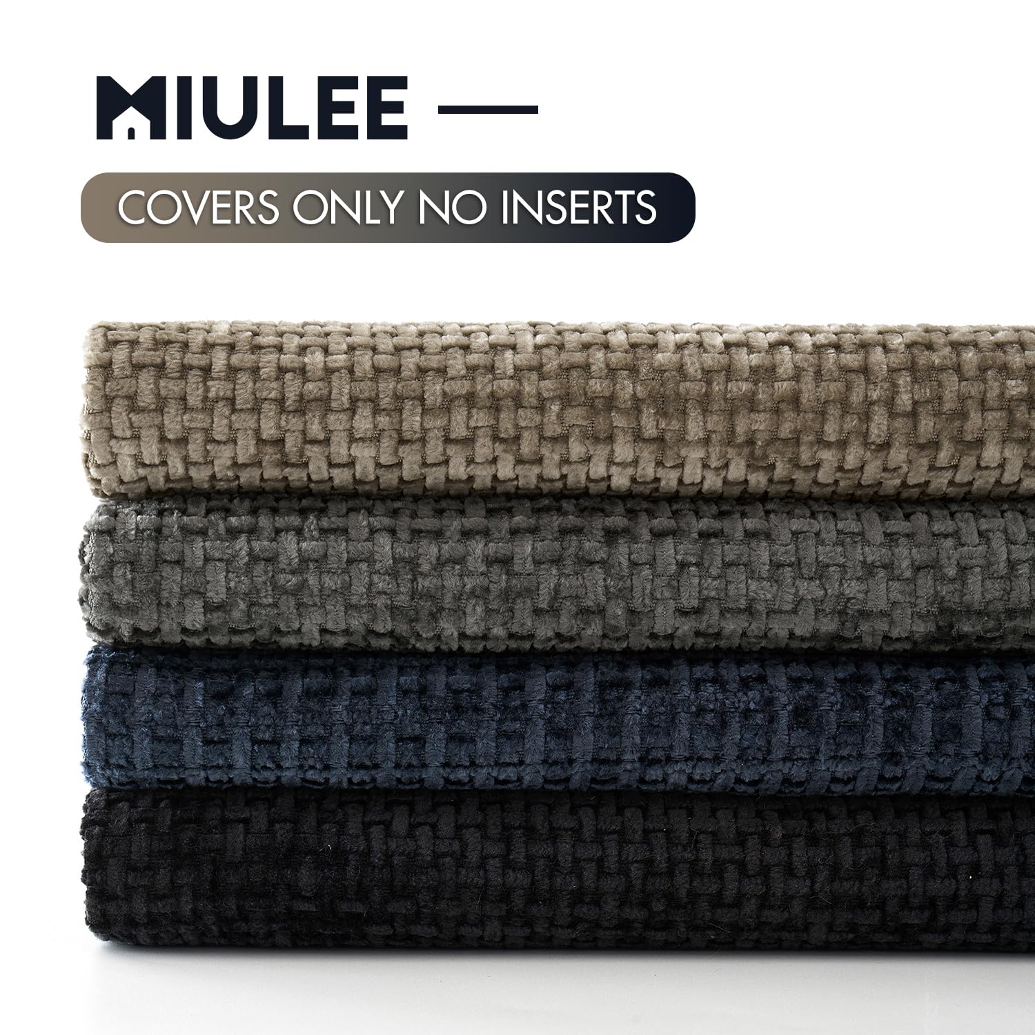 MIULEE Soft Decorative Chenille Pillow Covers Navy Grey 18x18 Pack of 4