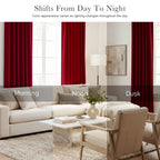 PONY DANCE Blackout Curtains for Bedroom - Decoration Xmas Festival Window Treatments Light Block Thermal Curtain Drapes Set Energy Saving, Wide 52 by Long 54 inch, Red, 2 Panels