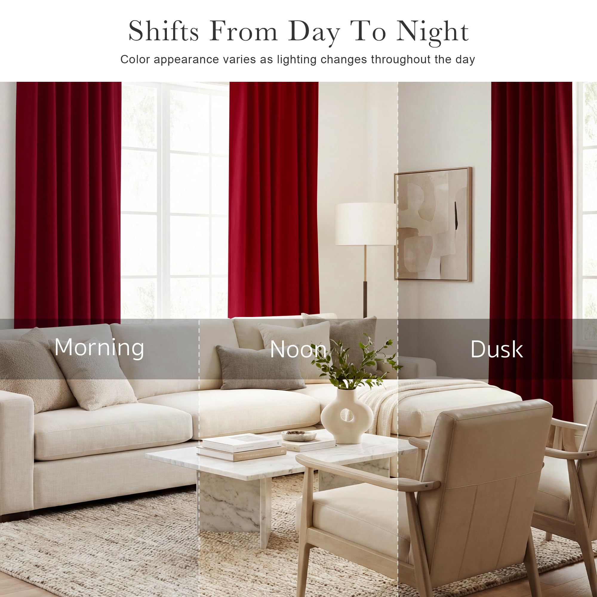 PONY DANCE Blackout Curtains for Bedroom - Decoration Xmas Festival Window Treatments Light Block Thermal Curtain Drapes Set Energy Saving, Wide 52 by Long 54 inch, Red, 2 Panels