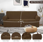 U-NICE HOME Stretch Couch Cover Sofa Cover Washable Sofa Slipcover Furniture Protector for 3 Cushion Couch Sofa Pet Friendly(Sofa, Brown)