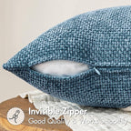 MIULEE Pack of 2 Couch Throw Pillow Covers 18x18 Inch Coastal Blue Modern Boho Accent Decorative Pillow Covers Soft Chenille Farmhouse Cushion Covers for Home Decor Bed Sofa Living Room