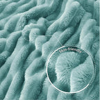 Exclusivo Mezcla King Size Flannel Fleece Blanket, Super Soft Striped Jacquard Bed Blanket, Lightweight Fuzzy Cozy for All Seasons, 90x104 Inches, Celadon