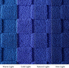 Exclusivo Mezcla King Size Flannel Fleece Blanket, Super Soft and Warm Lightweight Checkered Pattern Blankets for All Seasons, 90x104 Inches, Cobalt Blue