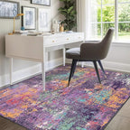 RELEANY Washable 5'x7' Abstract Area Rug for Living Room Purple Multi