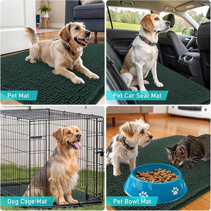 OLANLY Dog Door Mat for Muddy Paws 70x24, Super Absorbent Chenille Mud Mat