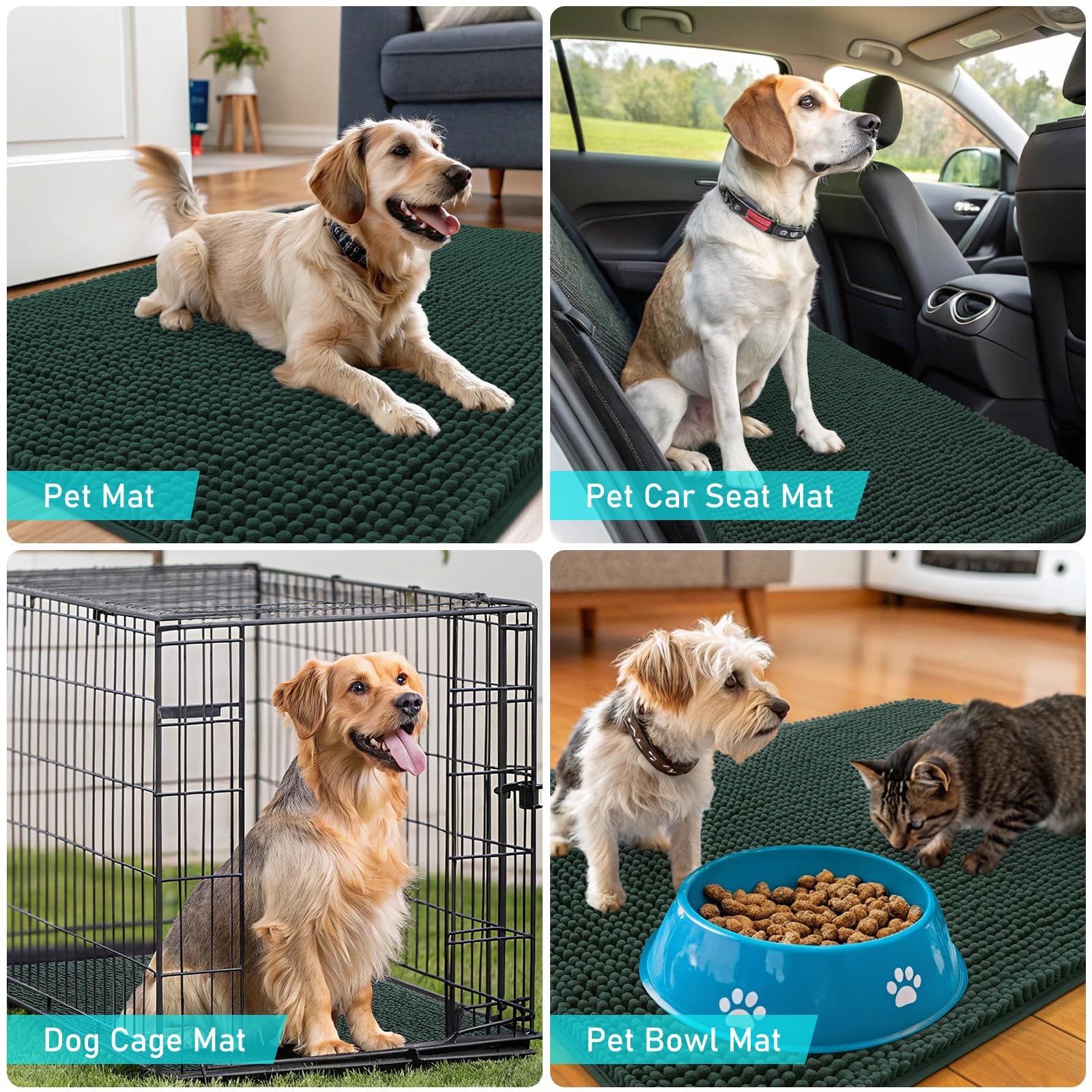 OLANLY Dog Door Mat for Muddy Paws 36x24, Super Absorbent Chenille Mud Mat